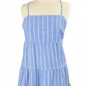 Almost Famous Women’s XL Blue & White Striped Tiered Sundress Adjustable